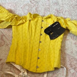 Bright Yellow Off-Shoulder Corset Top - corset story brand